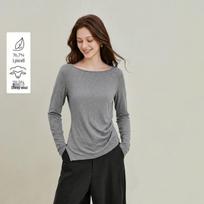 INMAN Lyocell Wool Blend Striped Off-Shoulder T-Shirt S