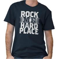 Funny Between Rock and A Hard Place Joke Womens or Mens Crewneck T Shirt Tee M