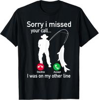 100% CottonFishing Phone Call with Fishing Line - Funny Fish Fisherman T-Shirt 4XL