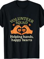 Men's & Women's Volunteer Squad Helping Hands Happy Hearts T-Shirt - Retro Volun 4XL