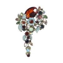 Women Vintage Rhinestone Crystal Flower Water Drop Brooch Pins Clothing Jewelry Accessories