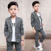 Kostiumas berniukui Senas berniuko kostiumas Kostiumas pavasariui ir rudeniui Laisvalaikis mažas kostiumas berniukui Korėjietiški madingi drabužiai vaikams 110cm pilka spalva