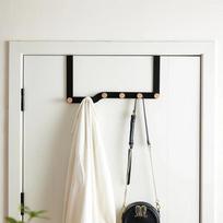 Over The Door Hook Hangers,Entryway Bedroom Organizer Rack for Scarf Hat Belt Coat Bag,Housekeeping Organizers with Wooden Hooks 5 Hooks