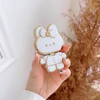 Cute Rabbit Mobile Phone Stand Foldable Mirror Bracket 360 Rotation Sticky Back Lazy Desktop Holders for Women Make Up Support