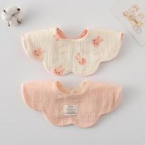 Korean-Style A-Class 100% Cotton 360° Rotatable Baby Bibs. 2-in-1 wave flower design, absorbent & breathable. Safe for infants ONE SIZE FITS MOST
