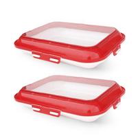 2 vnt. Maisto laikymo padėklai Daugkartinio naudojimo maisto laikymo indas su dangteliu Vakuuminis sandarumas Sukraunamas padėklas iškylai, kelionei 2pcs