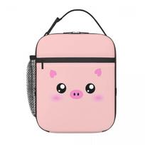Cartoon Pink Pig Head Design Insulated Lunch Bag for Kids School Cooler Thermal Food Box Tote Leakproof Lunch Boxes Container One Size