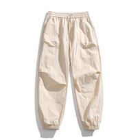 Men Elastic Waist Drawstring Casual Jogger Pants Loose Fit Ankle Band Street Trousers M