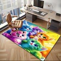 Colorful Kitten Rug for Kids' Playroom  Whimsical Cat Patterned Carpet  Fun and Bright Nursery Floor Decor Skid resistant carpet 50x80cm