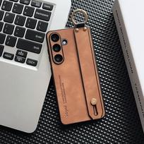 Wrist Strap Sheepskin Leather Case For Samsung Galaxy S26 S2 S24 S23 S22 S21 Ultra Plus Shockproof Matte Hard PC Cover Galaxy S24 Ultra