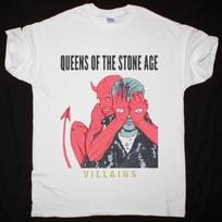 Vintažiniai QUEENS OF THE STONE AGE VILLAINS Medvilniniai Balti Visų Dydžių Marškinėliai Vyrams CM109 XL