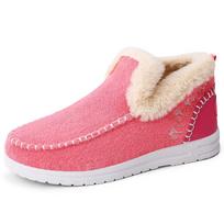 Women's Thickened Fleece Lined Cotton Boots Winter Warm Casual Round Toe Mid-Calf Snow Boots Fashionable All-Season Booties 36