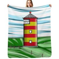 Pilsum Lighthouse Pilsumer Leuchtturm Germany Throw Blanket Cozy Home Blanket Gift for Christmas Holiday Size: 75*100cm, Weight: 230 GSM