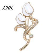 Decorative Lapel Pin Brooch Pin, 3D Tulip Bud Shape with Rhinestones Non-fading Inlaid, Electroplated Anti-Oxidation Versatile Badge for Coats Shirts