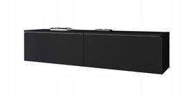 TV cabinet 140 cm, 2-door, handleless, matte, floor-standing, wall-hung, black