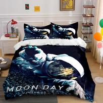 Astronaut Moon Day Apollo Print Bedding Set Bedding set (1 duvet cover, 2 pillowcases, duvet not included) 135x200cm