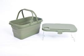 Platinet Camping Picnic Basket 47X29X23.5 Cm, 16L, Folding, With 2 In 1 Lid / Table Green [46139]
