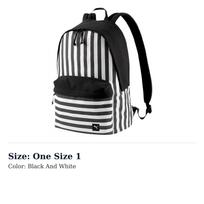 PUMA Stripes Fabric Backpack Regular Unisex Black White 077174-01 One Size 1