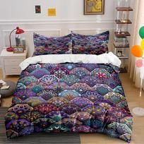 Colorful Mandala Pattern Bedding Set Bedding set (1 duvet cover, 2 pillowcases, duvet not included) 135x200cm