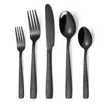 Stainless Steel Black Hammer Patterned Tableware Knives  Forks  Spoons Set Hotel Western Cuisine Desserts Household Daily Necessities