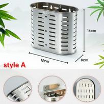 304 Stainless Steel Chopsticks Tube Drain Rack Wall-mounted Double Barrel Chopsticks Cage Kitchen C A