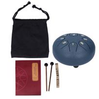 6 colių 8 tonų liežuvėlių būgnas su lazdelėmis, muzikos knyga, muzikos mušamieji instrumentai meditacijai tamsiai mėlyna spalva