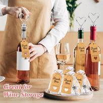 8 Set Heart Shaped Wine Stoppers Bulk Wedding Party Favors Love Design Beverage Bottle Stoppers With Sheer Bags, Labels
