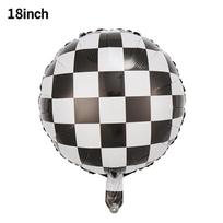 Tire Balloon 18 Inch Black And White Plaid Round Aluminum Film Balloon Racing Theme Decorative Formula Rally Car 18 Inch Black and White Grid Ball