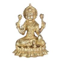 Ashtadhatu žalvarinė Šri Maha Lakshmi statulėlė, religinė Murti, auksinė statulėlė - 4 coliai