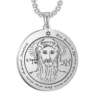 Dawapara Solomon Talisman Necklace Stainless Steel Kabbalah Amulet Pentacle of Mercury Moon Sun Jewelry steel color