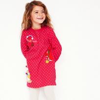 Little Girl's Red Polka-Dot Knitted Dress, New Spring and Autumn Style, Bunny and Squirrel Design, Pure Cotton Cute Dress for Baby Girls 6 Red 2t/ 90 Recommended Height 80-85cm