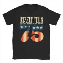 Rock Band Led Zeppelin 75th Anniversary T Shirt Summer  T Shirts Men 100 Cotton Crew Neck Top Tees ShortSleeve Vintage Tshirt S