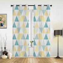 Triangular Gradient Texture High Blackout Living Room Drapes Simple Style Bedroom Space High Shading Drape New Fashion Home Drape W55 X H120cm X 2&Grommet Top gray
