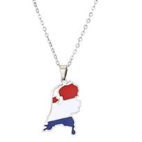 Map Flag Pendant Necklace Clavicle Chain Jewelry Netherlands Symbol Necklace 1 sidabras