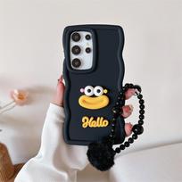 Cute Cartoon Wrist Chain Wave Case for Samsung Galaxy S25 S24 Ultra S22 S23 Plus S20 S21 FE A54 A55 A35 A15 A16 Lanyard Cover for Samsung A33 5G