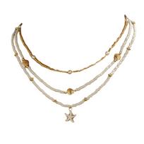 Pack Of 3 Women’s Layering Seashells Necklace/Bracelet Stackable Bohemian Starfish Pendant Jewelry Handmade Accessory