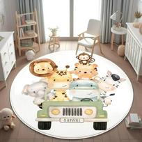 Wild Safari Animal Floor Mat Giraffe Lion Rug for Kids Room Soft Carpet Nursery Playroom Decor Jungle Theme Design Easter 60cmx60cm