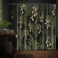 Moody Goblincore Birthflower Shower Curtain - Botanical Lily Of The Valley Design, Dark Academia Cottagecore Bathroom Decor W60H190(CM)-1 Pcs