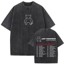 Washed Vintage Rock Band Radiohead Kid A Album Tour  T Shirt Men Women Retro Gothic Casual Cotton Tshirts Mens Streetwear S