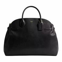 COACH Empire 48 Removable Shoulder Strap with Zip Closure Natural Grain Leather Handbag Large Women's Black