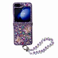 Luxury Women Glitter Phone Case  For Samsung Galaxy Z Flip 7 fe 6 5 4 3 Flip7 Flip6 5G Cute Bling Crystal Stone Wrist Strap Galaxy Z Flip6