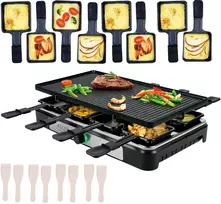 Elektrinė raclette kepsninė su temperatūros reguliavimu 1500W 8 žmonėms dvipusė plokštė Adler AD6616