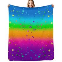 Rainbows & Stars Throw Blanket All Season Lightweight Soft Blanket for Bed Size: 75*100cm, Weight: 230 GSM