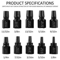 26/13/10Pcs Damaged Screw Extractor Bolt Nut Extractor Set Drive Rusted Screw Remover Tool Broken Screw Stud Removal Kit