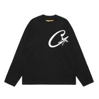 Cross-border European and American trendy brands Alcatraz large logo printed waffle long-sleeve T-shirts for men and women, American high street base S