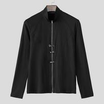 INCERUN Men Stand Neck Long Sleeve Zip-up Fitted Casual Basic Tops T-shirts Undershirts L