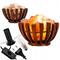 Salt lamp 2-3 kg, wooden bowl with Himalayan salt, air ionizer