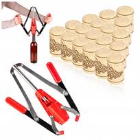 Rinkinys - 1 x dviejų svirčių kamščiatraukis + 50x aglomeruoti kamščiai tipo  WINE  38x23 mm