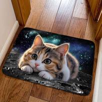 Cat Pattern Bathroom Carpet Non-slip Bedroom Door Rug Optical Illusion Doormat  Home Decor Style-G