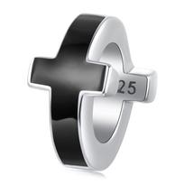 Silver charm black CROSS bead silver 925 beads